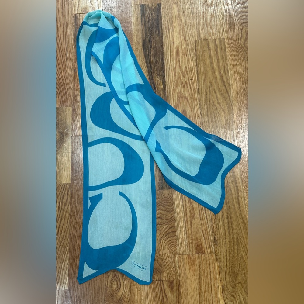 Vintage Coach Silk Scarf - Aquamarine